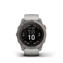 Garmin - fenix 7x Pro Sapphire Solar GPS smartwatch 51mm - Titanium with Fog Gray|Ember Orange Band