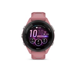 Garmin - Forerunner 265s ceas multisport cu GPS AMOLED - Ramă neagră cu carcasă roz deschis şi curea din silicon roz deschis/gri pudră