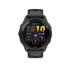 Garmin - Forerunner 265 ceas multisport cu GPS AMOLED - Ramă şi carcasă neagră cu curea din silicon neagră/gri pudră