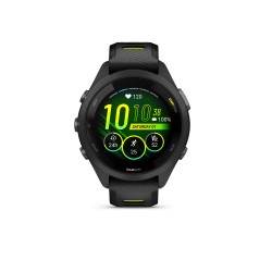 Garmin - Forerunner 265s ceas multisport cu GPS AMOLED - Ramă şi carcasă neagră cu curea din silicon neagră/Amp Yellow