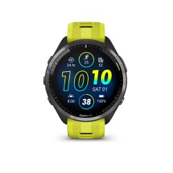 Garmin - Forerunner 965 multisport GPS AMOLED smartwatch - Carbon Grey DLC Titanium Bezel with Black Case and Amp Yellow/Black Silicone Band