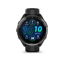 Garmin - Forerunner 965 multisport GPS AMOLED smartwatch - Carbon Grey DLC Titanium Bezel with Black Case and Black/Powder Grey Silicone Band