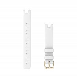 Garmin Lily 14mm watch band - White Italian Leather with Cream Gold Hardware