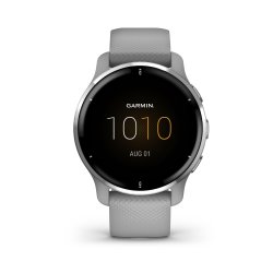Garmin - Venu 2 Plus smartwatch cu GPS și AMOLED - ramă argingie din oţel inoxidabil, carcasă gri si curea din silicon