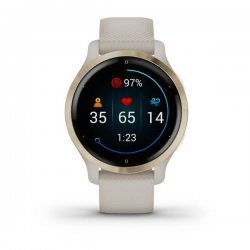 Garmin - Venu 2s smartwatch cu GPS și AMOLED - rama light gold și carcasă light sand cu brățară din silicon