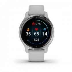 Garmin - Venu 2s smartwatch cu GPS și AMOLED - rama silver și carcasă mist gray cu brățară din silicon