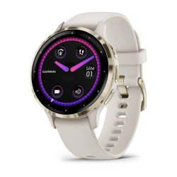 Garmin - Venu 3s smartwatch with GPS - ramă din oţel inoxidabil Soft Gold cu carcasă Ivory şi curea din silicon