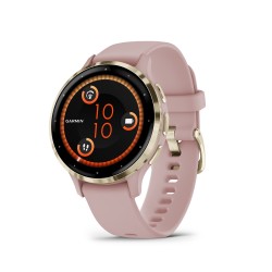 Garmin - Venu 3s smartwatch cu GPS și AMOLED - ramă din oţel inoxidabil Soft Gold cu carcasă Dust Rose şi curea din silicon