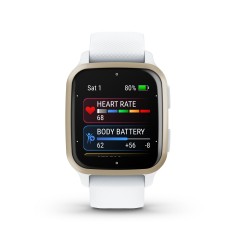 Garmin Venu SQ 2 AMOLED smartwatch cu functii sport - alb cu rama aurie
