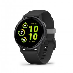 Garmin - Vivoactive 5 smartwatch cu GPS și AMOLED - ramă gri slate din aluminiu, carcasă neagră şi bratara din silicon