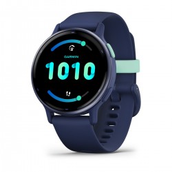 Garmin - Vivoactive 5 smartwatch cu GPS și AMOLED - ramă Metallic Navy din aluminiu, carcasă Navy şi bratara din silicon