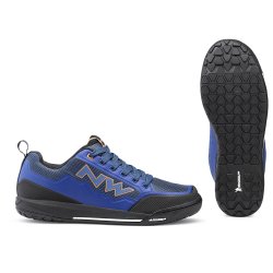 Northwave Clan - pantofi pentru ciclism flat - albastru-portocaliu