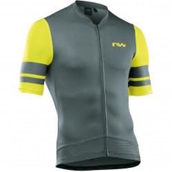 Northwave - cycling shirt for men  short sleeve Storm Air jersey - dark gray fluo yellow