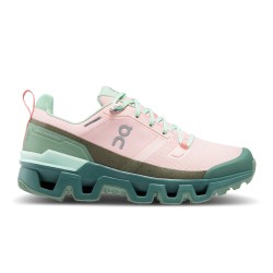 On Cloudwander Waterproof - women running shoes - doe light pink ivy green
