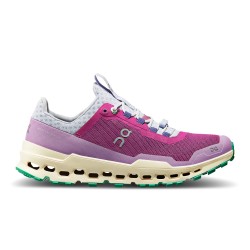 On Cloudultra - pantofi alergare trail pentru femei - roz rubarba mov alb verde