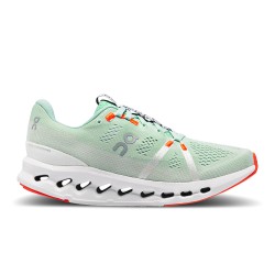 On Cloudsurfer - women running shoes - Creek light green White gray orange