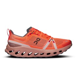 On Cloudsurfer Trail - men running shoes - Flame orange Dustrose pink