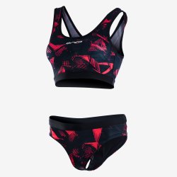 Orca - Two piece swimsuit for women Bra & Bikini - black red print 