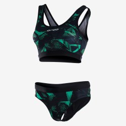 Orca - Two piece swimsuit for women Bra & Bikini - black green print 