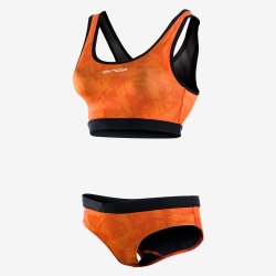 Orca - Two piece swimsuit for women Bra & Bikini - orange black print 