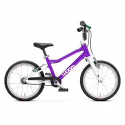 Woom - bicicleta copii 16" Woom 3 AUTOMAGIC, varsta recomandata 4-6 ani (105-120cm) - 6 kg - mov intens alb