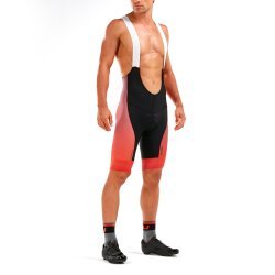 2XU - pantaloni scurti ciclism Elite Cycle Bib Shorts - negru mesh texturat portocaliu