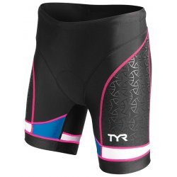 TYR Trishort Competitor Femei 6" negri-albastri-roz